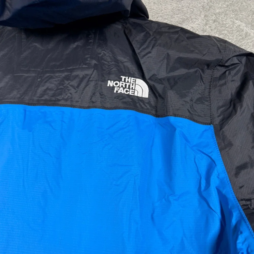 The North Face Dryvent Jacket Men Large Blue Black Hooded Waterproof Windbreaker